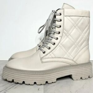 Quilted leather lace up boots